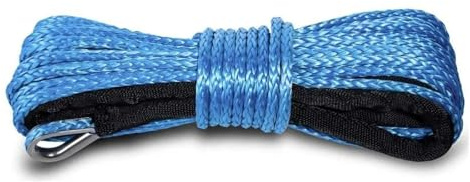 Kit de Cuerda sintética for cabrestante de Coche de 6 mm x 15 m, 3400 kg, Resistente, for recuperación de Remolque, for Todoterreno, ATV, UTV Ligero y con Mayor Resistencia a la abrasión(Blue)