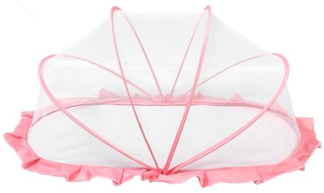 Zanzariera Portatile Pieghevole per Culla Bimbo, Ultra Sottile Rosa | Poliestere e Pvc, Protezione Avvolgente a Tutto Tondo, per Viaggio e Uso All'aperto, Design Traspirante