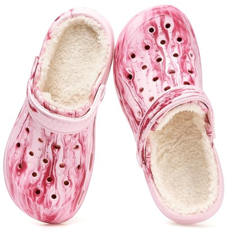 Gaatpot Sabots Fourré Femme Chaussons Chaud Maison Pantoufles d'hiver Mules Clogs Souples Confortables Respirant Pink 37/38EU(240)