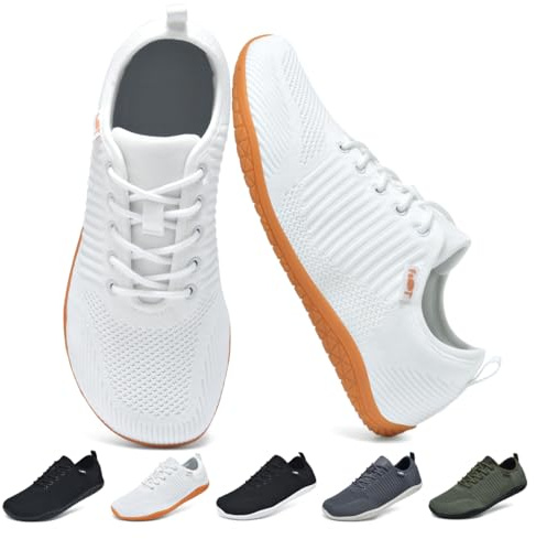 Merdoo Chaussures Pieds Nus Femme Minimalistes Baskets Homme Barefoot Shoes Chaussures Barefoot pour Tous Les Jours Marche Fitness Blanc 40