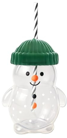 Snowman Glass Straw Cup, 20 oz Clear Tumbler with Green Lid for Hot and Cold Drinks, Cute Coffee Mugs Christmas Holiday Theme Glassware, Thanksgiving Christmas Gifts