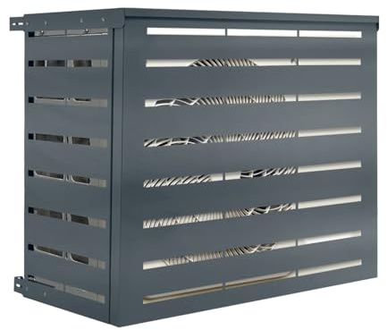 IDMarket - Cache climatiseur 110 x 55 x 80 cm métal gris anthracite protection unité extérieure pour pompe à chaleur