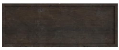 GeenYuu Tischplatte Dunkelbraun aus massivem Eichenholz 160x60x2-6 cm mit Naturkante, vielseitige Arbeitsplatte für Küche, Büro, Esszimmer und Wohnbereich