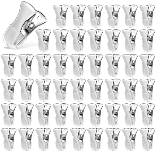 50 Stück Klemmen Metall Federklemmen Breite Metall Mini Krokodilklemmen mit Silikonspitze Wäscheklammern Duschvorhanghaken Clips für Fotos Vorhange Kleidung Snacks Bastelarbeiten