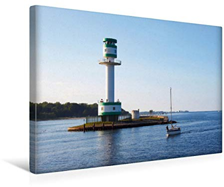 Premium Textil-Leinwand 45 x 30 cm Quer-Format Leuchtturm Kiel-Friedrichsort | Wandbild, HD-Bild auf Keilrahmen, Fertigbild auf hochwertigem Vlies, Leinwanddruck von Veronika Rix