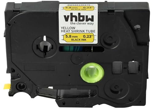 vhbw Schriftband-Kassette kompatibel mit Brother PT E550W, H300, E550WVP, H300LI Etiketten-Drucker Schwarz auf Gelb, Schrumpfschlauch-Kassette