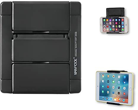 WANPOOL - Supporto da parete per telefoni e tablet, compatibile con superfici lisce e ruvide, colore: Nero
