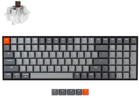 Keychron K4 96% Layout 100 Keys Wireless Bluetooth 5.1/Wired USB Mechanical Gaming Keyboard with Keychron Super Brown Switch White LED Backlight N-Key Rollover for Mac Windows PC-Version 2