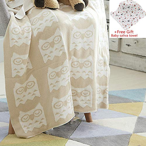 Odot Strickdecke Babydecke Kuscheldecke,Kinderwagen im Freien Kinderdecke Krabbeldecke Perfekt für Mädchen und Jungen Babys Geschenkverpackungen Hergestellt (90 * 110 cm,Aprikose)