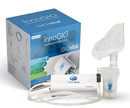 InnoGIO GIOvital, Nébuliseur à Compresseur Électrique pour Adulte et Enfant, Appareil Respiratoire Portable d'Inhalation, Aromathérapie et Phytothérapie, Masques, Embout, Conduit et Filtre Inclus