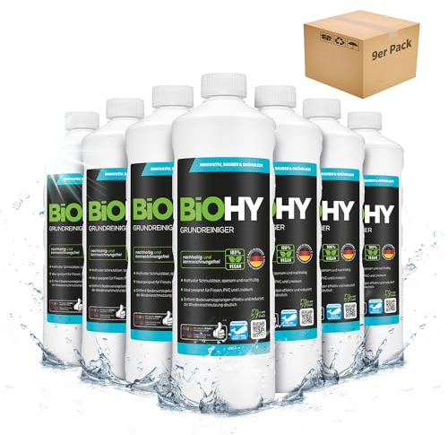 BiOHY Nettoyant de base (9 x 1l Bouteille) | Élimine les incrustations tenaces et les anciens films de soin - Nettoie en douceur toutes les surfaces (Grundreiniger)
