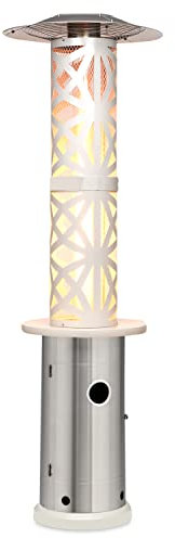 Blumfeldt Terrassenheizer, Outdoor-Gasheizstrahler, Heizpilz Gas für Terrasse, Garten & Balkon, Terrassen-Heizer mit Elektrischer Zündung, 360°Flammen-Blick, Gas-Heizstrahler mit Bodenrollen