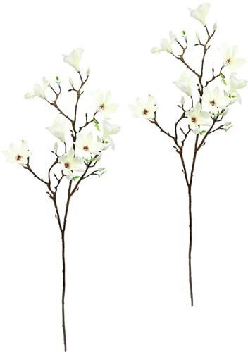 Magnolienzweig Kunstblume Magnolie Bündel Kunstpflanze Zweig Raumdeko Zarte Frühlingsdeko Dekozweig AST Einzelblume Knospen Blüten Hochzeit Bouquet Decor Seidenblumen Kunstblume Kunstzweig