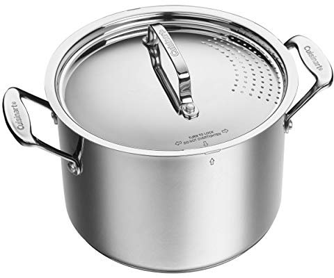 Cuisinart 766S-22 - Pentola per pasta in acciaio inox da 6 l, con coperchio scolapasta, collezione Chef's-Classic-Stainless-Cookware-Collection, 6 litri