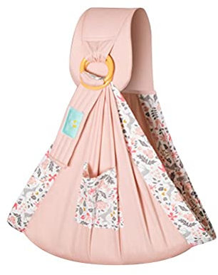 WINBST Baby Wrap Neugeborenen Sling,Ring Sling Tragetuch mit Tasche,FaltbarBabytragen Babytragetücher mit 5mm Wattepad bis 15 KG