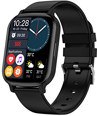 Smartwatch with Call Receive/Dial 1.83'' HD Full Touchscreen Fitness Tracker Step Calorie Counter Blood Pressure Heart Rate Monitor Sleep Monitoring for Android and iOS Phones