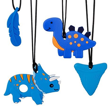 Tagaremuser 4 Stücke Kaukette für Kinder, Beissring Baby, Kauarmband für Kinder mit ADHS, Zahnen, Autismus, Beißende Bedürfnisse Nägel Kauen