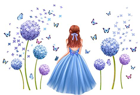 LICHENGTAI Wandaufkleber Wandtattoo Wandsticker, Pusteblume Blumen Mädchen Tiere Wandaufkleber Dekorative Abnehmbare Wandsticker DIY Vinyl Wand Aufkleber für Wohnzimmer, Schlafzimmer