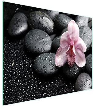 DarHaus Herdabdeckplatte einteilig 52x30 cm Ceranfeld Abdeckung Glas Spritzschutz Abdeckplatte Glasplatte Herd Ceranfeldabdeckung Deko, Orchidee Rosa