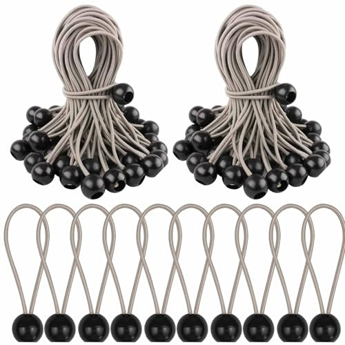Zeltgummis,Spanngummi mit Kugel,50 Pcs Ball Bungee,Planenspanner mit Kugel | Gummispanner für Banner,Zelte Spanngummi,Zeltgummis mit Kugel