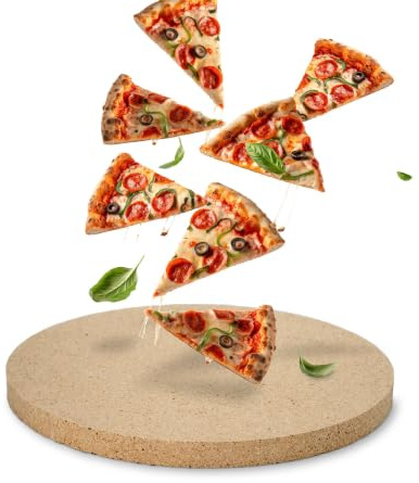 Pizzastein rund I Ø 31 x 2,5 cm I Lebensmittelechter Backstein aus Schamotte I Hochwertiger Pizza-Stein für Grill & Backofen I Ideal für Pizza, Brot & Flammkuchen