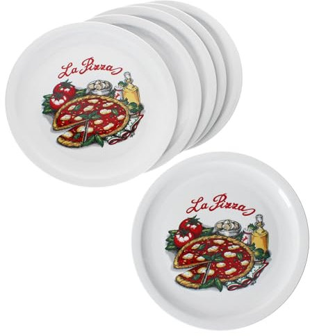 MamboCat Set di 6 piatti per pizza La Pizza I Ø 30,5 cm I per 6 persone I grandi piatti per pizza in porcellana con decorazione per pizza e scritta I per pizze o per preparare, piatti XL