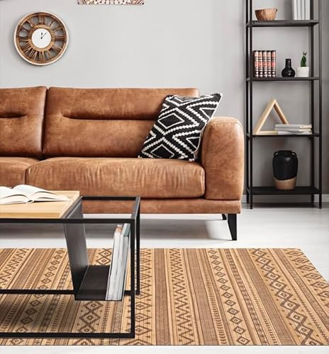 STOR PLANET | Moderner Bambusteppich ohne Rand, rutschfeste Bambusteppiche für Wohnzimmer, Badezimmer, Flur, Schlafzimmer. Teppiche bis zu 2,4 m groß | Ethnische Natur, 60x90cm