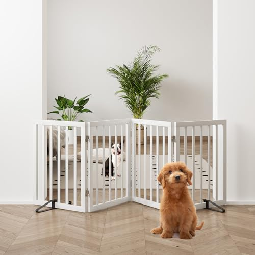 Mino Kesper Doogie Welpenzäune Hundegitter mit 4 Paneelen, 94 - 188 cm breit, für Treppentüren, Haus, Innenbereich, freistehende Haustiergitter für Hunde, Doogie Welpenzäune
