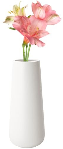 Keramik Vase, Deko Vasen, Blumenvasen Modern aus Keramik für Home, Wohnzimmer, Esstisch, Bauernhaus, Büro Dekor (Weiß)