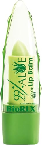 BioRLX 99% Purity Aloe Vera Color Free and Paraben Free Soothing Lip Balm (One Lip Balm)