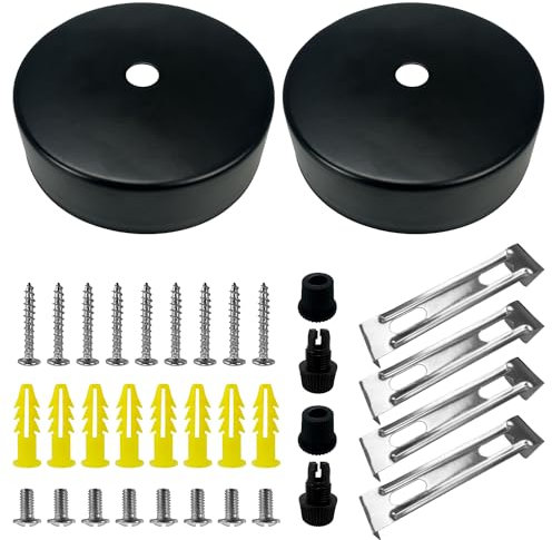 2 Piece Set Ceiling Canopy Lamp Canopy Metal 80 X 25 Mm Black With Accessories For Ceiling Pendant Holder Suitable For Living Room, Bedroom, Study Ceiling Decoration