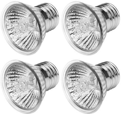 DERNORD Wärmelampe Schildkröten 50W Halogen - Reptilien UVA UVB Lampe Terrarium E27 UV Basking Spot Lampe Halogen 4 Stück für Bartagamen Eidechsen