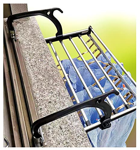 MASONK Wäscheständer, Verstellbarer Wäscheständer, Balkonfenster-Kleiderbügel, Schuhtrockner für zu Hause und draußen, Wäschetrocknerständer, Multifunktionaler Klappbügel, Kann 20 kg Tragen Das Neue