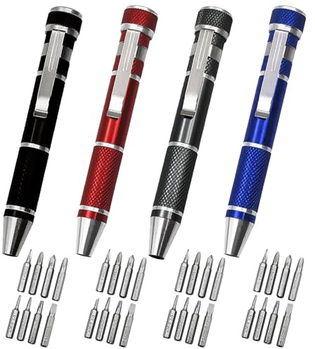 32 in 1 Feinmechaniker Schraubendreher Set, Uhrmacherwerkzeug Set | Tragbares Mini Werkzeug mit, Reparatur Werkzeugset Kit für Brille, Uhr, Laptop, Kamera und Elektronik Reparatur, 4 farbige