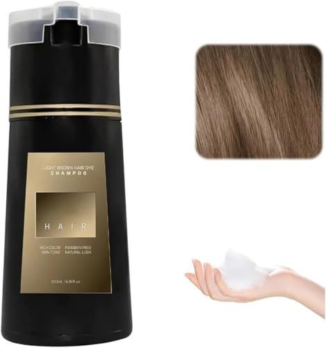 Hair Color Shampoo, Hair Instant Dye Shampoo for Women & Men All Hair Textures, Haarshampoo-Farbe Für Die Abdeckung Von Grauem Haar Und Bart (Hellbraun)