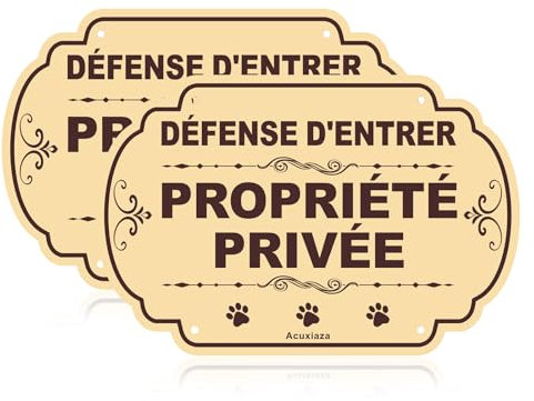 Acuxiaza 2 Pièces panneau propriété privée défense d'entrer 30x20 cm Aluminium Panneau Signalétique Résistant Intempéries, Imperméable et Résistant aux UV Intérieur/Extérieur
