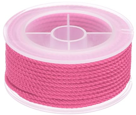 sourcing map Nylon Thread Twine Beading Cord, 36ft 2mm Nylon Braided Bracelets String Cord Rope for Jewelry Making DIY Crafts Necklaces, Dark Pink