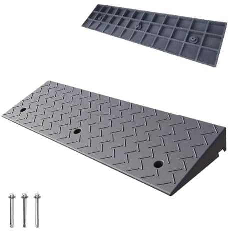 Rampe de Trottoir Rampe de Seuil en Caoutchouc Rampe pour Chien Rampe de Bordure Voiture Rampe Accès Fauteuil Roulant H 4-20 CM Rampes pour Garage Scooter Vélo Camion Moto Escalier Caravane(100x30x12c