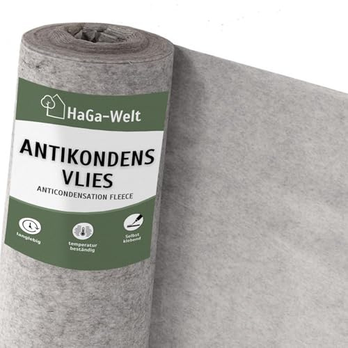 Non-tissé anti-condensation HaGa 95g/m² 50m x 1,2m autocollant pour tôle trapézoïdale, tôle d'aluminium, tôle de toit - protection efficace contre l'humidité et la condensation