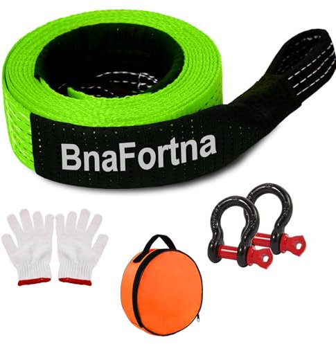 Abschleppseil 5M x 5cm - 10 Tonnen (22046 Lbs) Abschleppseil Pkw,Abschleppseile Für Off-Road Recovery,Abschleppgurt Mit 2 Verstärkten Haken und 2 Handschuhen und Aufbewahrungstasche