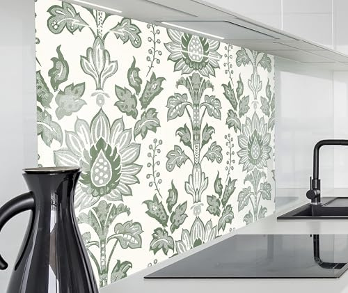 timalo Spritzschutz Wand für Herd, Küche Küchenrückwand Glasoptik | Acryl Glas 2mm | Glasrückwand Acrylglas Wandpaneele Rückwandschutz Platte | 60x40cm Vintage Blumen Retro