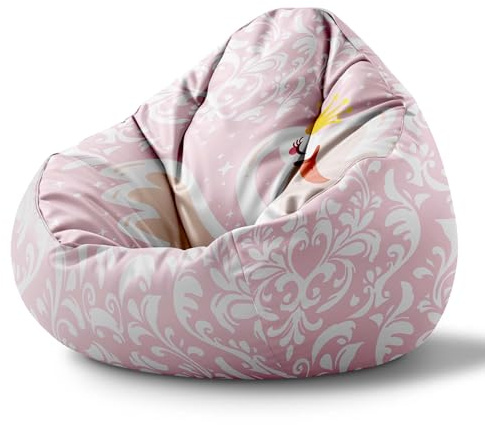 DreamRoots Sitzsack Kinder Bean Bag, Pink World, Gr. S | Sitzkissen Kinder Boden, Kinderzimmer Möbel, Sitzsäcke fürs Kinderzimmer, mit Füllung
