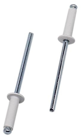 SKIR'CO (100 uds) Remaches ciegos pintados 3,2 x 12 mm, Remaches Ciegos de Aluminio, DIN 7337, Cabeza Abombada, Mandril de Acero, Remaches Pop (Blanco Puro RAL 9010)