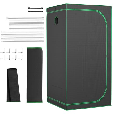SUBTLETY 100x100x200cm Grow Zelt Komplettset Indoor Growschrank für Homegrow Lichtdicht Pflanzzelt Gewächshaus Box mit Sichtfenster & Zubehörkanal Zuchtzelte für Hydrokulturen Anzucht Gemüse Blumen