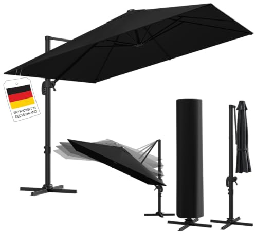 STEELSØN Elaris Sonnenschirm 300x300cm, rechteckig, mit Schutzhülle Schwarz