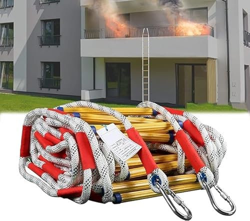 Fire Escape Ladders Emergency Fire Escape Ladder 2-6 Storey, Polyester Rope Flame Resistant Portable Safety Ladders, Fire Ladder for Indoor Outdoor,Tree House, Playground(5m)