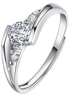 ZEZEZ Anelli di Coppia con Moissanite in Argento Sterling 925 - Fedi Nuziali Regolabili, Anelli di Fidanzamento di Colore D con Certificazione GRA, Gioielli con Diamanti Simulati, Regalo for Lui/lei(W