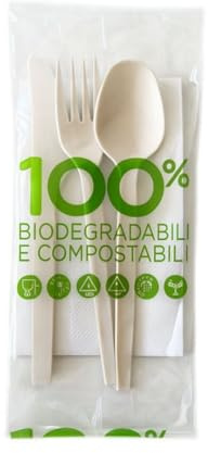 ecodrinks - 100 Set Forchette, Coltelli e Cucchiai di CPLA Riutilizzabili - Senza BPA, Biodegradabili ed Ecologiche - Perfetti per Catering, Eventi, Feste, Picnic e Barbecue