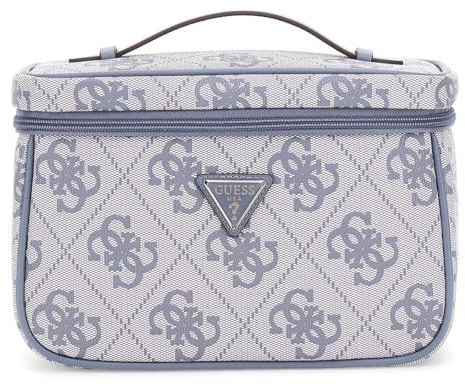 GUESS Kosmetiktasche Toiletry Train Case Slate Logo blaugrau