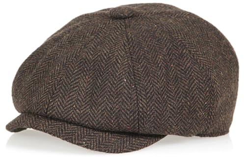 MCWTH Vintage Newsboy Caps for Toddler Boys, Tweed Flat Pageboy Beret Hats Kids 2-8 Years Old Black Coffee 2Years-3Years